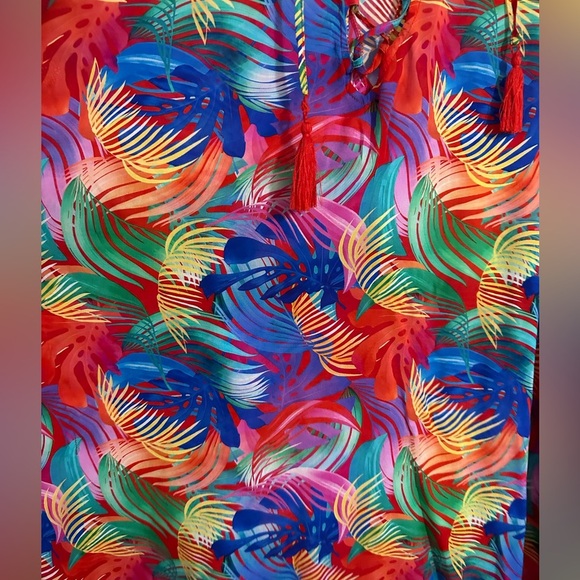 Sunset tropical leaf print caftan size S - Picture 2 of 12
